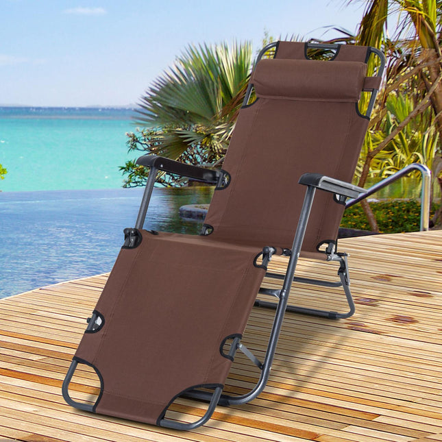 Folding sun lounger with cushion, metal & Oxford fabric