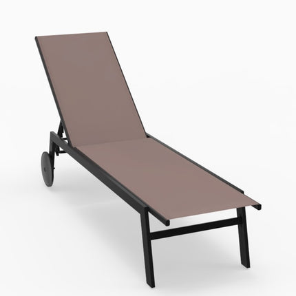 Sun Lounger With Wheels – Adjustable Backrest, Quick-Dry, Brown