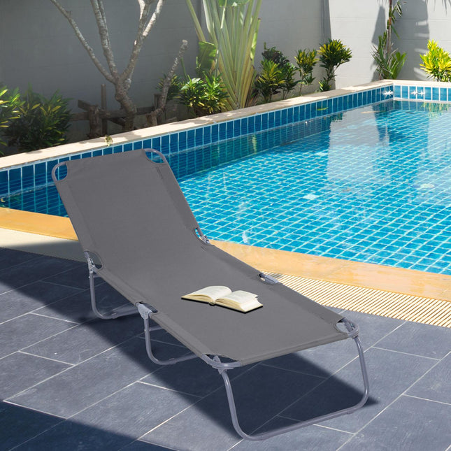 Folding sun lounger with adjustable backrest, holds 120 kg