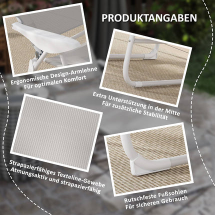 Folding garden sun lounger with adjustable backrest, light grey