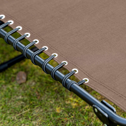 Ligstoel opvouwbare tuinligstoel met kussen, zijvak, ligstoel met 5-voudig verstelbare rugleuning, weerbestendige campingligstoel belastbaar tot 120 kg, voor tuinstrandzwembad, bruin Aosom