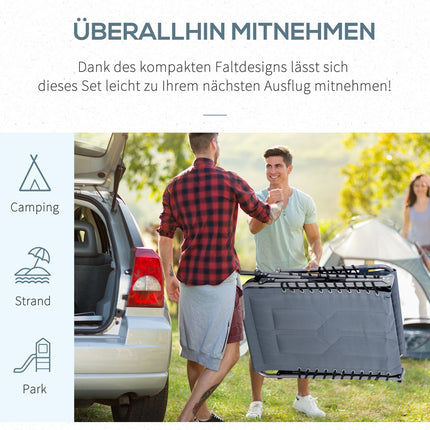 Ligstoel, opklapbare tuinligstoel met kussen, zijvak, ligstoel met 5-voudig verstelbare rugleuning, weerbestendige campingligstoel belastbaar tot 130 kg, voor tuin, strand, zwembad, grijs Aosoom