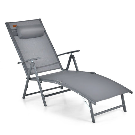 Sun lounger garden lounger with headrest 7 adjustable backrests gray