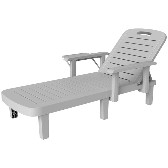 Outdoor sun lounger set, wooden look, adjustable in 5 positions