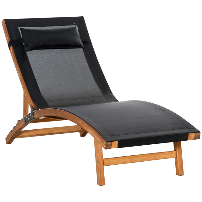 Weatherproof sun lounger, adjustable backrest, black