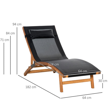 Weatherproof sun lounger, adjustable backrest, black