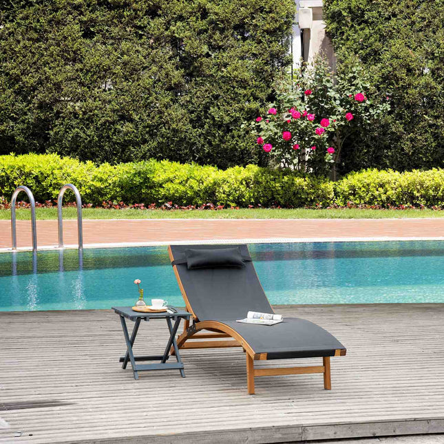 Weatherproof sun lounger, adjustable backrest, black