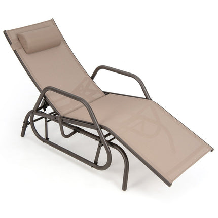 Sun lounger with rocking function, garden lounger with adjustable backrest, brown