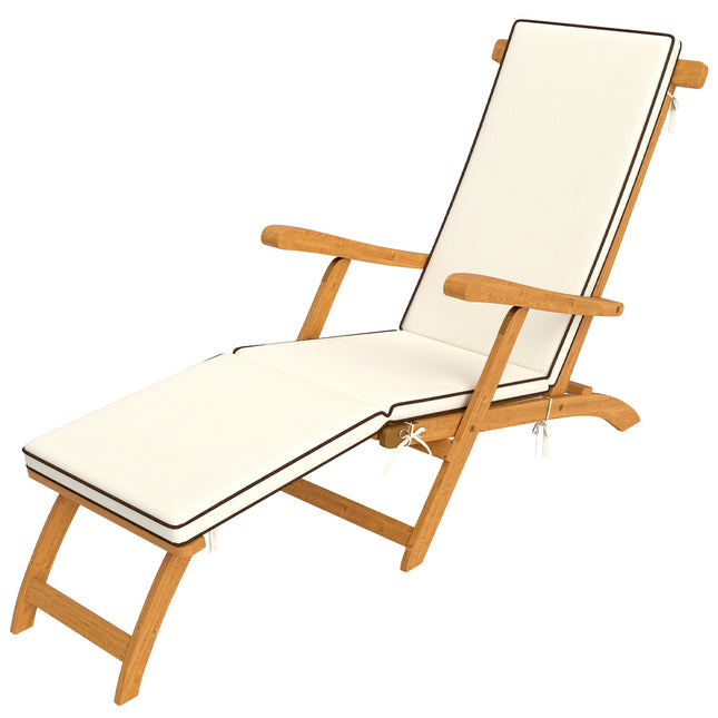 Wooden Folding Garden Lounger with Footrest, Teak
