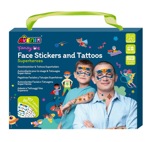 Superhero Face Stickers and Temporary Tattoos for Kids