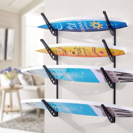 Surfboard Wall Mount Rack, 4-Tier Horizontal Adjustable