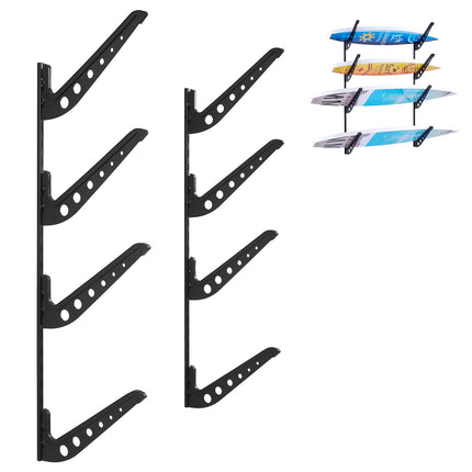 Surfboard Wall Mount Rack, 4-Tier Horizontal Adjustable