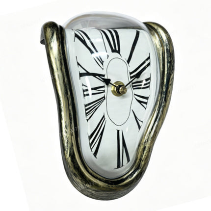 Surrealist Bronze Table Clock – Curved Design, 16cm