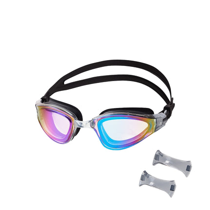 Swimming Goggles, Black/Rainbow, Anti-Fog, UV Protection