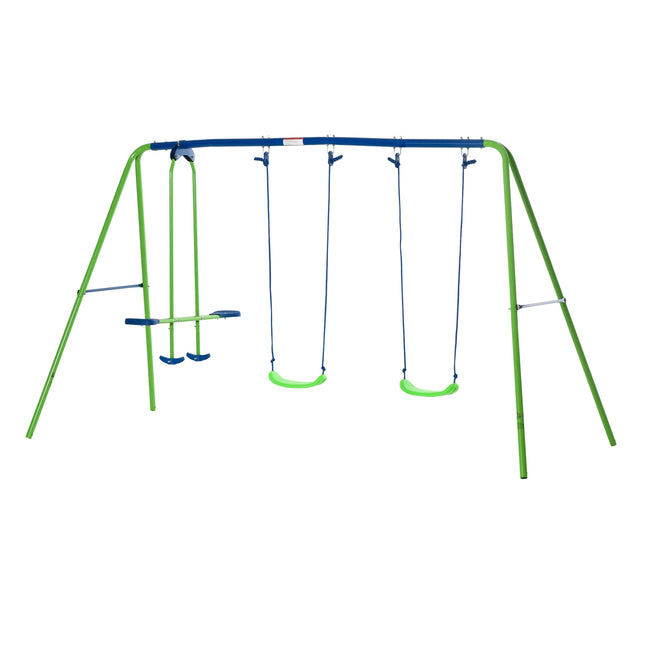 Swing set with 2 swings and face-to-face seat - metal structure, corrosion resistant