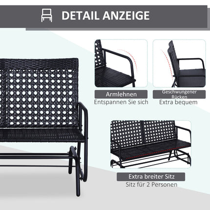 2-seat poly rattan garden swing bench