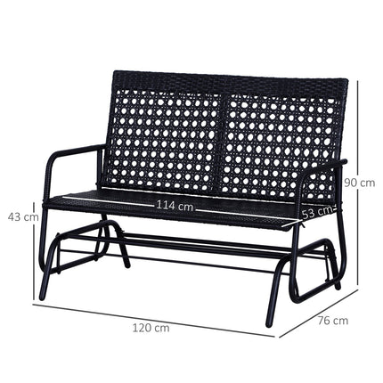 2-seat poly rattan garden swing bench