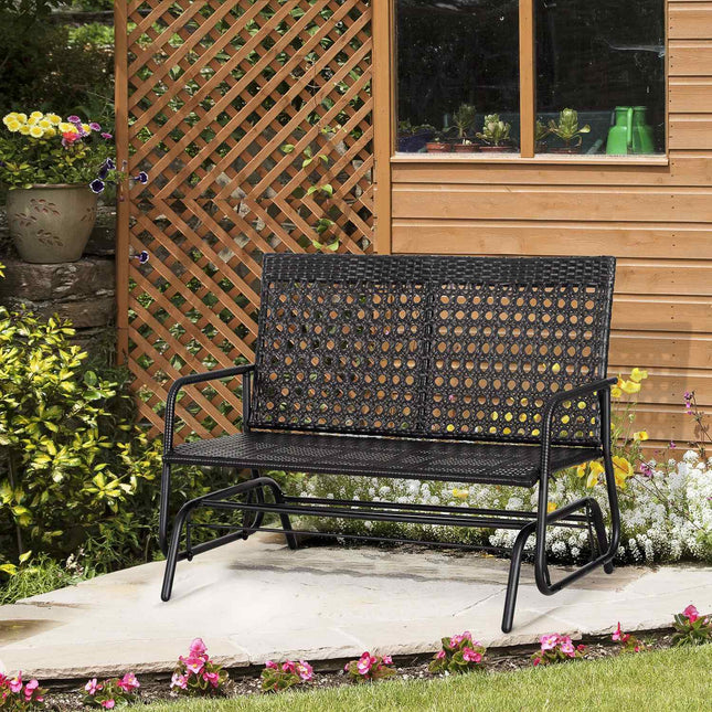 2-seat poly rattan garden swing bench