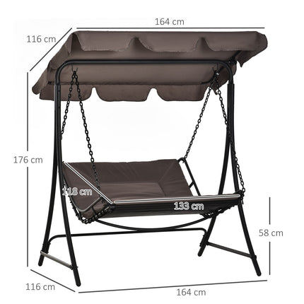 Steel gray garden rocking chair with roof for 2