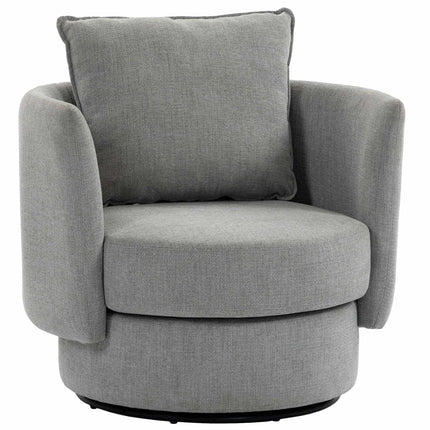 Swivel Accent Chair, 360 Base, Linen-Style, Light Gray