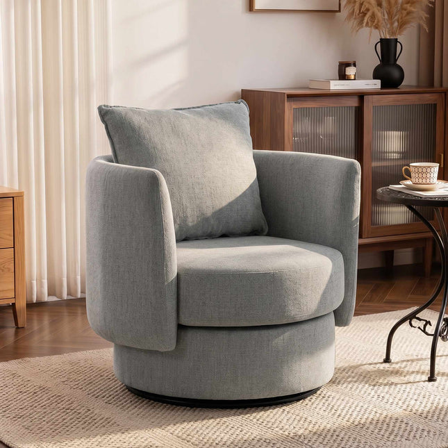 Draaibare fauteuil met 360° draaibare voet, linnenlook, lichtgrijs