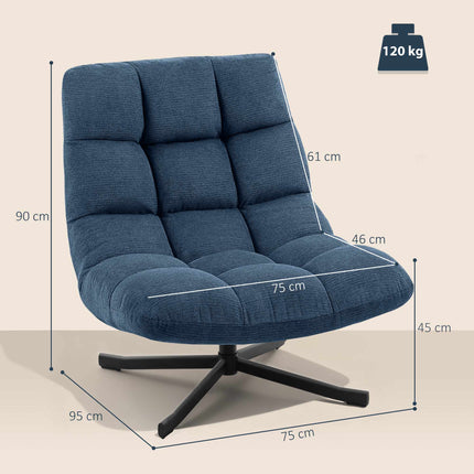 Swivel Accent Chair, Armless Chenille, Dark Blue