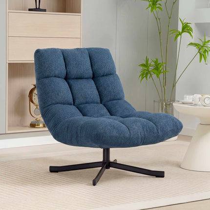 Swivel Accent Chair, Armless Chenille, Dark Blue
