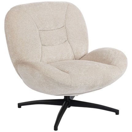 Swivel Accent Chair, Cream White, Chenille Fabric, Steel Base