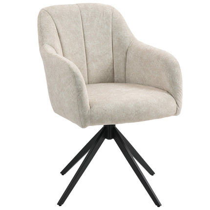 Swivel Accent Chair, Fabric Upholstery, Steel Legs, Beige