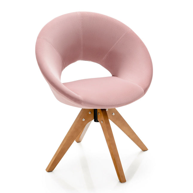 Draaibare fauteuil – fluweel in mid-century stijl, extra grote zitting, roze
