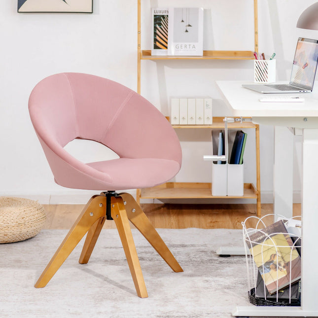 Draaibare fauteuil – fluweel in mid-century stijl, extra grote zitting, roze