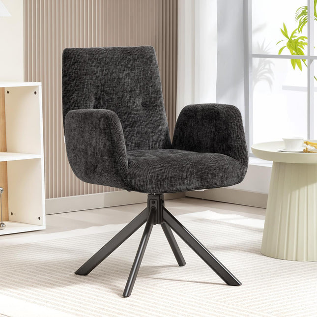 Draaibare accentstoel, modern design, zwart, draagvermogen 120 kg
