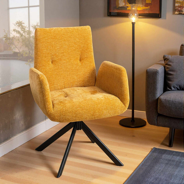 Draaibare fauteuil, modern design, geel, draagvermogen 120 kg