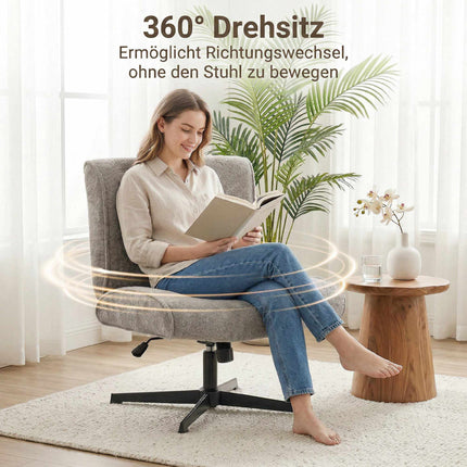 Swivel Accent Chair, Velvet Upholstered, Adjustable Height, Grey