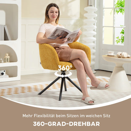 Swivel Armchair, Comfy Seat, Soft Cover, Yellow