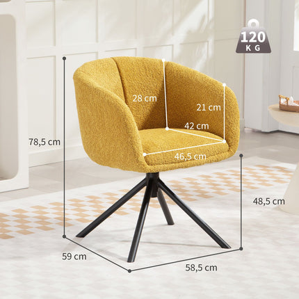 Swivel Armchair, Comfy Seat, Soft Cover, Yellow
