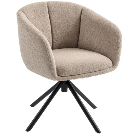 Swivel Armchair, Cozy Upholstery, Light Brown, 120kg Capacity