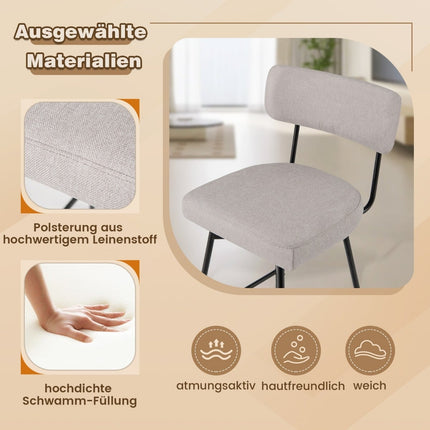 Swivel Bar Stools, Set of 2, Beige, Linen Upholstery
