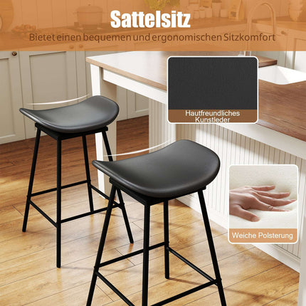 Swivel Bar Stools Set of 2, Black Faux Leather, 360 Rotation