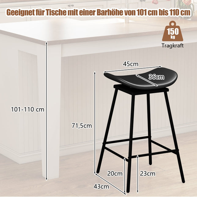 Swivel Bar Stools Set of 2, Black Faux Leather, 360 Rotation