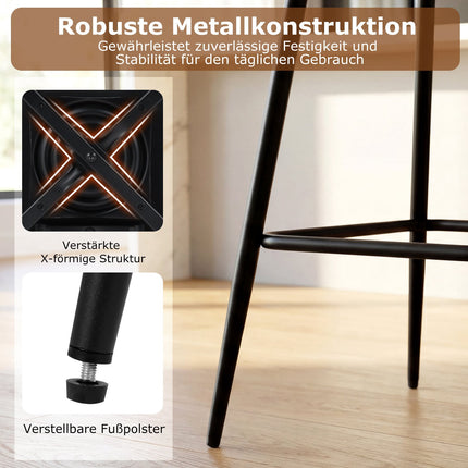 Swivel Bar Stools Set of 2, Black Faux Leather, 360 Rotation