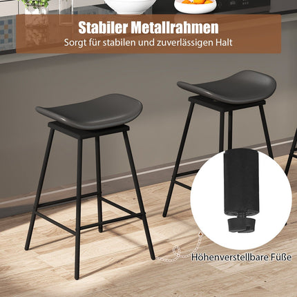 Swivel Bar Stools Set of 2, Black Faux Leather, 360 Rotation