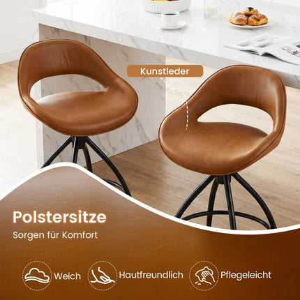 Swivel Bar Stools Set of 2, Padded Faux Leather, 360 Rotation