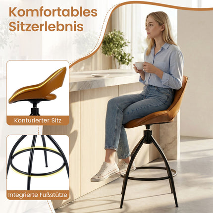 Swivel Bar Stools Set of 2, Padded Faux Leather, 360 Rotation