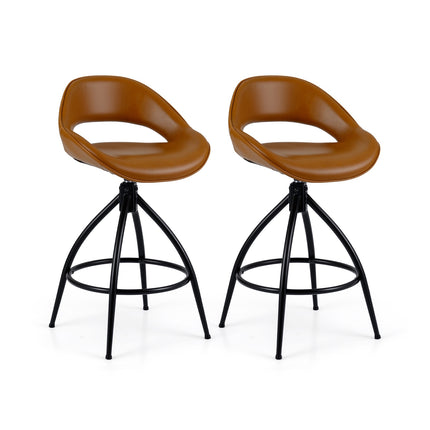 Swivel Bar Stools Set of 2, Padded Faux Leather, 360 Rotation