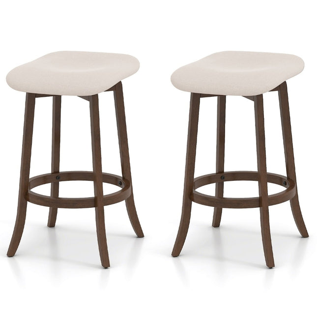 Swivel Bar Stools, Set of 2, Padded Seats, Brown