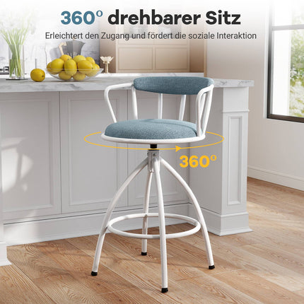 Swivel Bar Stools with Backrest & Footrest, Set of 2