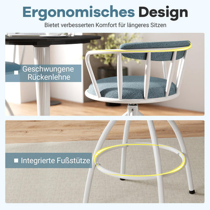 Swivel Bar Stools with Backrest & Footrest, Set of 2