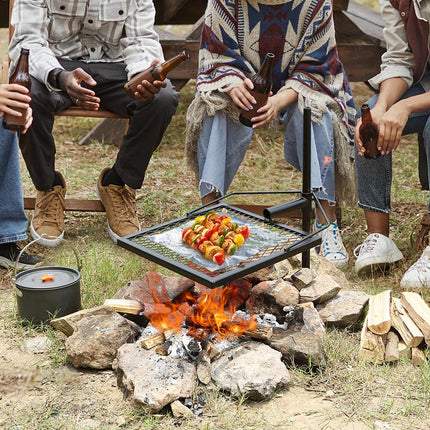Swivel Campfire Grill, Heavy-Duty Steel, Adjustable Height
