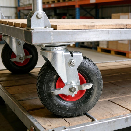 Swivel Castor Set with Brake, Pneumatic Tyres, 2-Pack